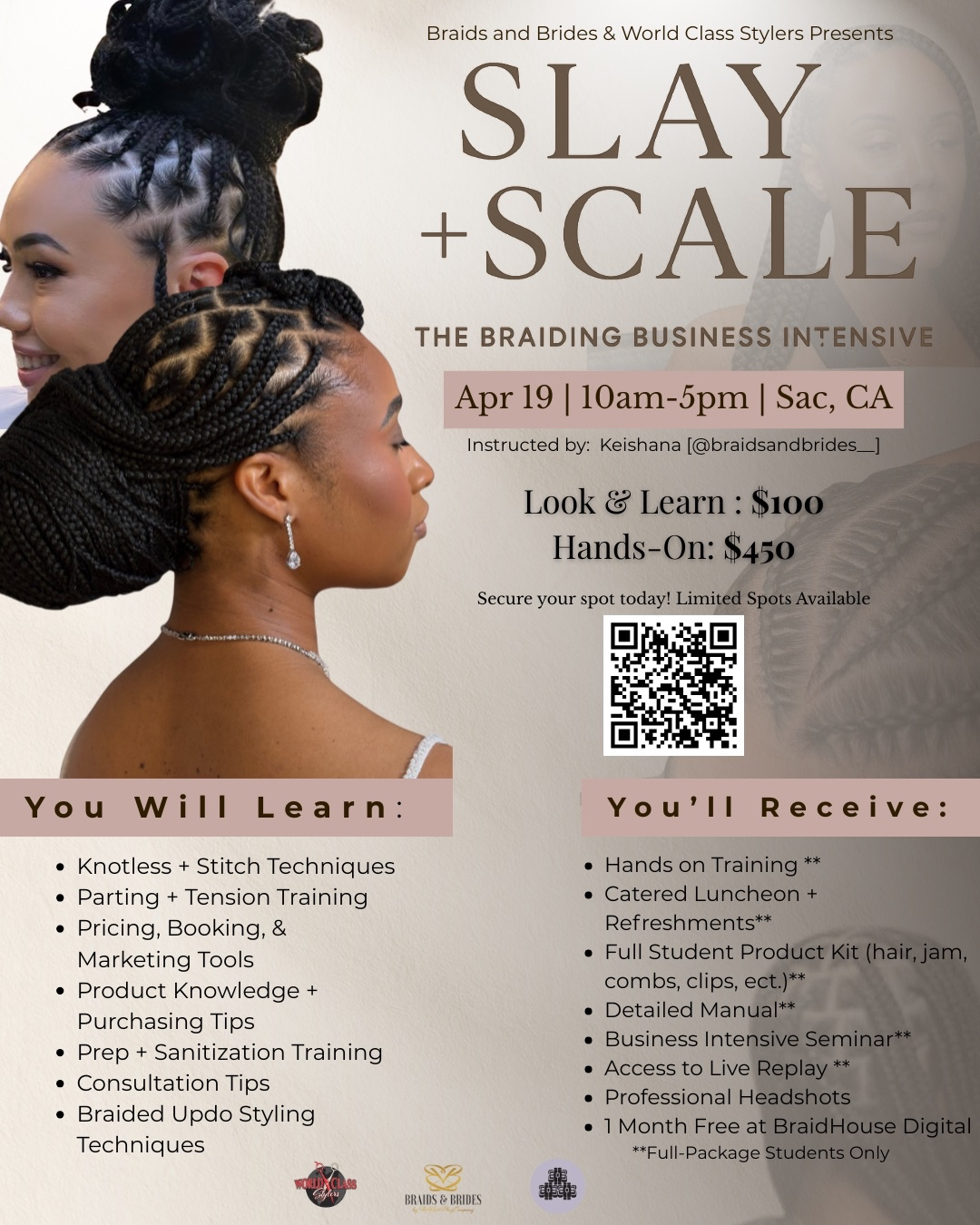 Slay and Scale braiding business intensive flyer in Sacramento
